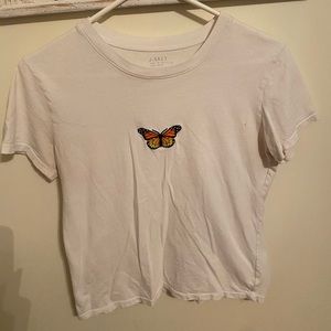 WHITE BUTTERFLY T SHIRT